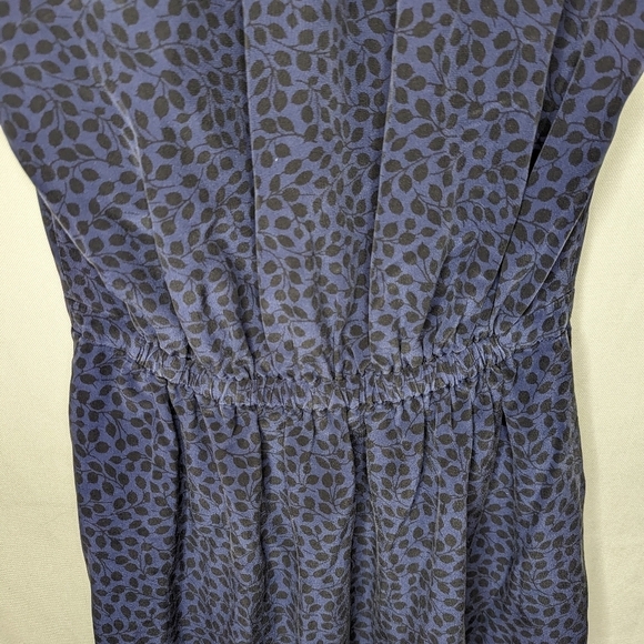 Madewell Blue and Black Leaf Print Dress Size 2 - Picture 8 of 12